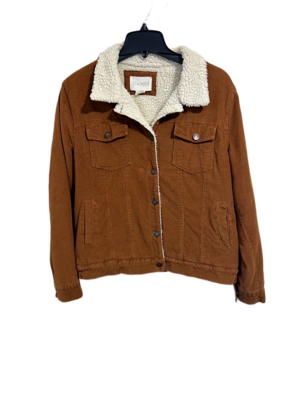 Sky and Sparrow Brown Corduroy Sherpa Jacket with Cream Collar